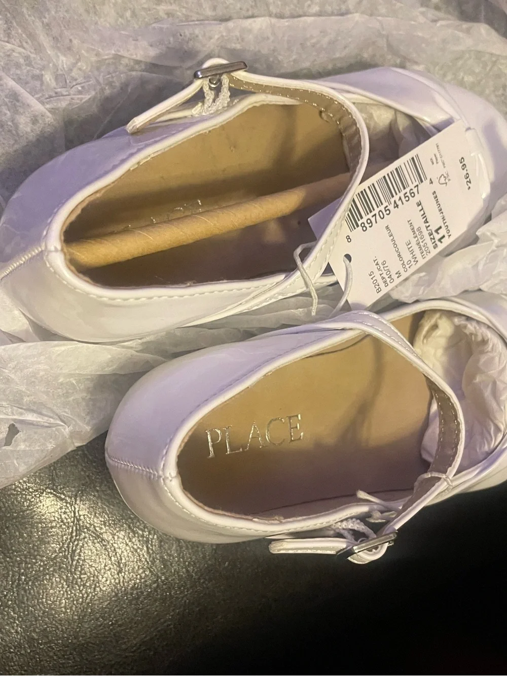 Place White Girls' Bow Strap Flats